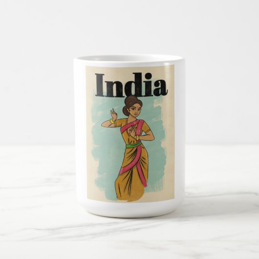 インドのビンテージ旅行ポスター コーヒーマグカップ (中央)