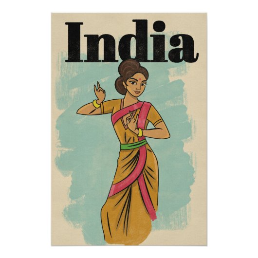 インドのビンテージ旅行ポスター ポスター (正面)
