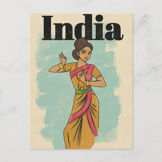 インドのビンテージ旅行ポスター ポストカード (正面)