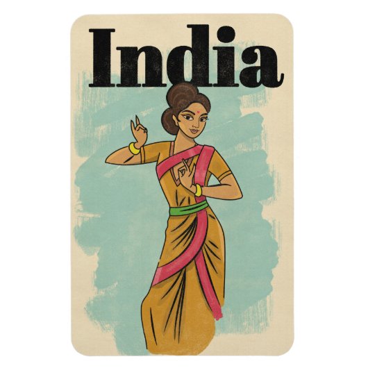 インドのビンテージ旅行ポスター マグネット (縦)