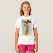 インドのビンテージ旅行ポスター Tシャツ (正面フル)