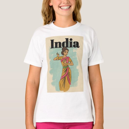 インドのビンテージ旅行ポスター Tシャツ (正面)