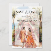 インドのビーチ・セーブ・ザ・デート招待状テンプレート 招待状 (正面)