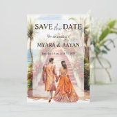 インドのビーチ・セーブ・ザ・デート招待状テンプレート 招待状 (スタンド正面)