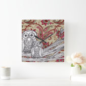 インドのフクロウの時計 スクエア壁時計 (ホーム)