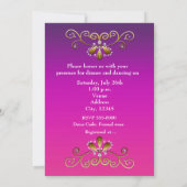 インドのプリンセス ゴールド パープル ピンク パーティーの招待状 招待状 (裏面)