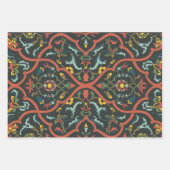 インドのプリントパターン ラッピングペーパーシート (正面3)