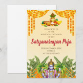 インドのプージャ招待状 サティヤ・ナラヤン・カタの招待状 招待状 (正面/裏面)