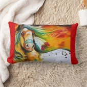 インドのペンキ ランバークッション (ブランケット)