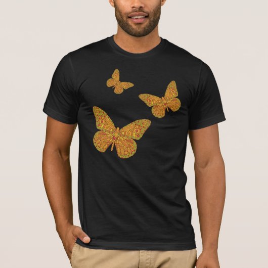 インドのモナーク柄メンズシャツ Tシャツ (正面)