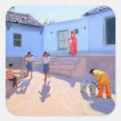 インドのラジャスタンでバケツを充填 スクエアシール (正面)