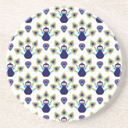 インドのレトロのエキゾチックな孔雀 コースター (正面)