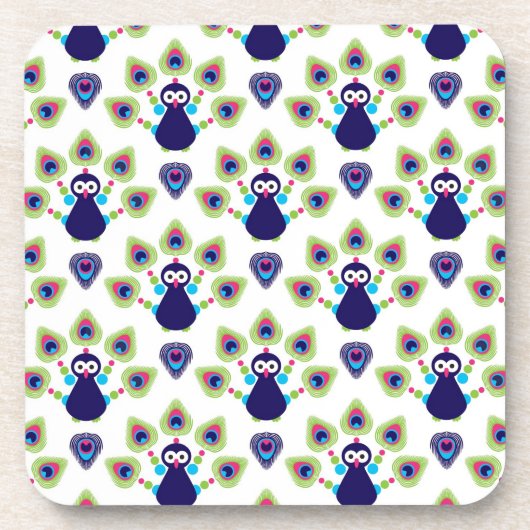 インドのレトロのエキゾチックな孔雀 コースター (正面)