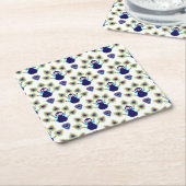 インドのレトロのエキゾチックな孔雀 スクエアペーパーコースター (アングル)