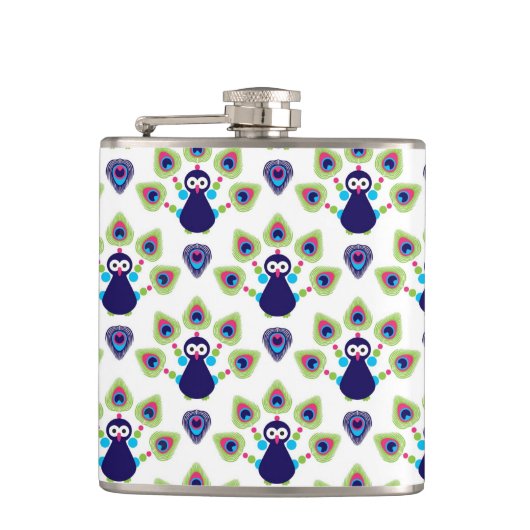 インドのレトロのエキゾチックな孔雀 フラスク (正面)