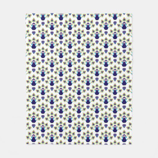 インドのレトロのエキゾチックな孔雀 フリースブランケット (正面)