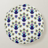 インドのレトロのエキゾチックな孔雀 ラウンドクッション (裏面)