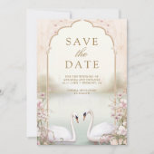 インドのロマンティックな白鳥の結婚式 セーブザデート (正面)