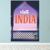インドのヴィンテージ旅行の印刷物 キャンバスプリント (インサイチュ (ウッドフロア))