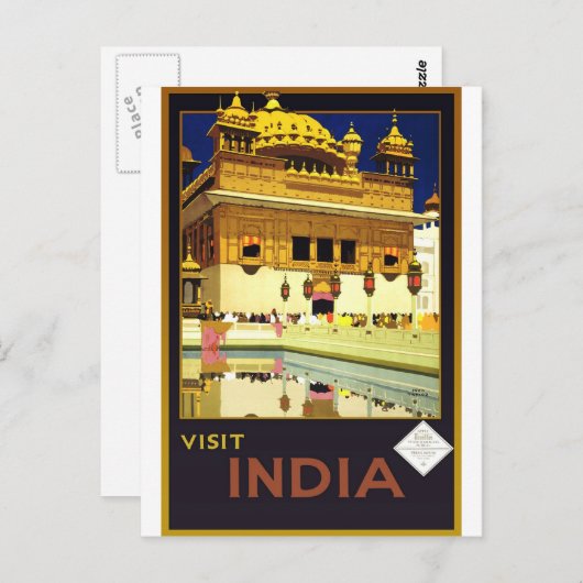 インドのヴィンテージ トラベル ポスター アートを訪問 ポストカード (正面/裏面)
