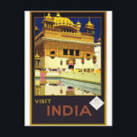 インドのヴィンテージ トラベル ポスター アートを訪問 ポストカード<br><div class="desc">インドの寺院と参拝者を美しく描写したポスター。インド観光を促進するヴィンテージ トラベル アート ポスター。</div>