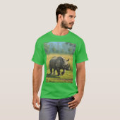 インドの一角サイ:アッサムのシンボル Tシャツ (正面フル)