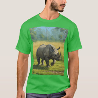 インドの一角サイ:アッサムのシンボル Tシャツ