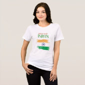 インドの三色旗の女性用Tシャツで誇りを表現 トライブレンドTシャツ (正面全面)