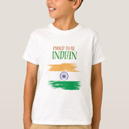 インドの三色旗を誇りに思う子供用Tシャツ | Tシャツ