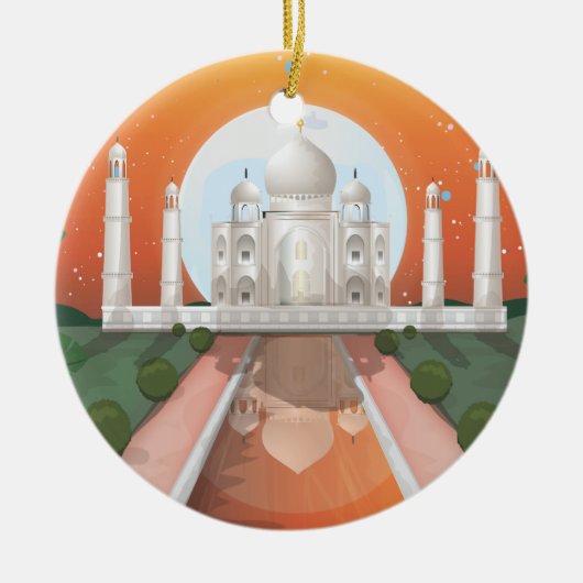 インドの世界アイコンロゴ旅行ポスター セラミックオーナメント (正面)