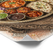 インドの伝統的なターリー料理の色鉛筆画 ポスター (角)