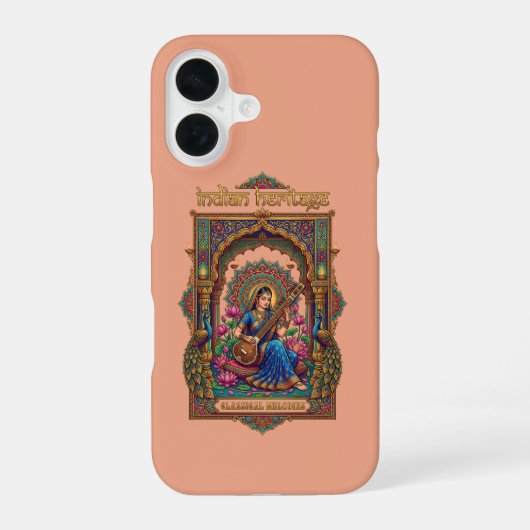 インドの伝統:クラシカルミュージシャン ヴィーナアート iPhone 16ケース (裏面)