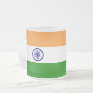 インドの国旗で曇った小さなガラス製のマグカップ フロストグラスマグカップ