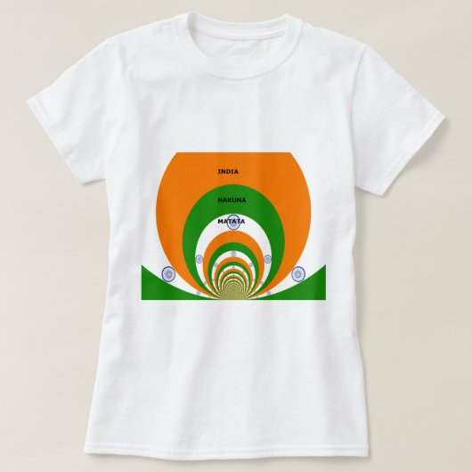 インドの国旗の色のデザイン。ハクナマタタ Tシャツ (デザイン正面)