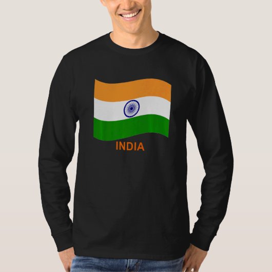 インドの国旗を振る Bharat Tシャツ (正面)