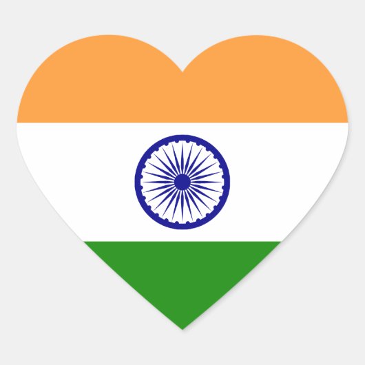 インドの国旗 ハートシール (正面)