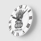 インドの国章 ラウンド壁時計 (傾斜)