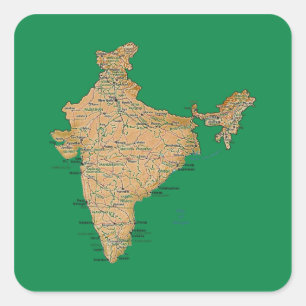 インドの地図のステッカー スクエアシール