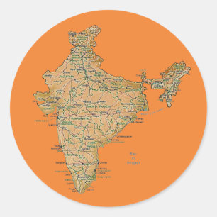 インドの地図のステッカー ラウンドシール