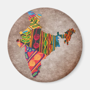 インドの地図インディアン刺繍 マグネット