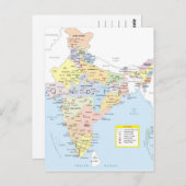 インドの地図2 ポストカード (正面/裏面)
