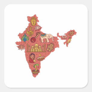 インドの地図 スクエアシール