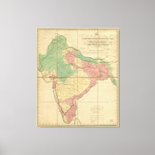 インドの地図（1818年） キャンバスプリント (正面)