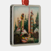インドの墓およびトーテムポールの眺め メタルオーナメント (右)