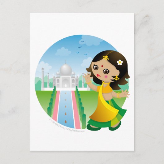 インドの女の子 ポストカード (正面)