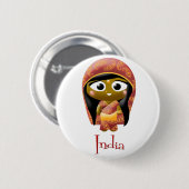 インドの女の子 缶バッジ (正面&裏面)