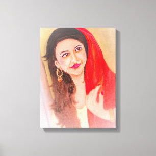 インドの女性絵画 キャンバスプリント