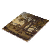 インドの姿および象のアモンの月明りの場面 タイル (側面)