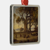 インドの姿および象のアモンの月明りの場面 メタルオーナメント (右)