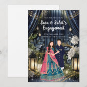 インドの婚約式への招待（リングセレモニー） 招待状 (正面/裏面)